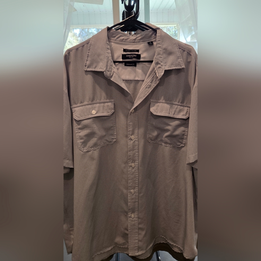 Kenneth Cole White Dotted Regular Fit Shirt